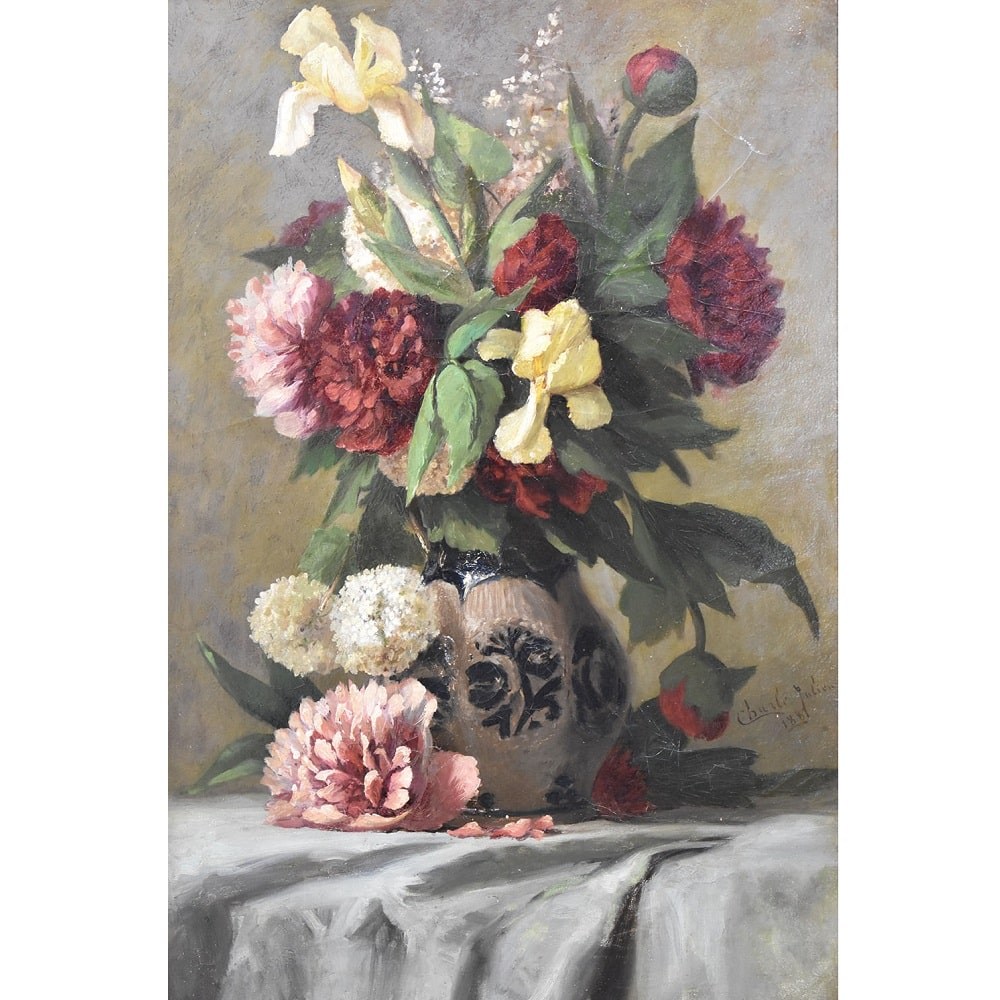 QF473 1a antique floral painting flower art still life 19th.jpg